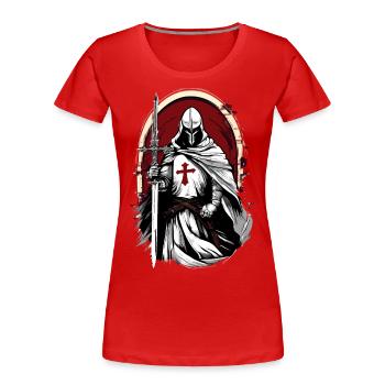 Kreuzritter mit rotem Kreuz - Frauen Premium Bio T-Shirt - Rot - Vorne - Mia (176cm)