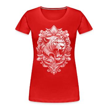Spiritual yoga shirt with tiger motif - Women's Premium Organic T-Shirt - red - Front - Mia (176cm)