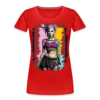 Jolie fille punk - T-shirt bio Premium Femme - rouge - Devant - Mia (176cm)