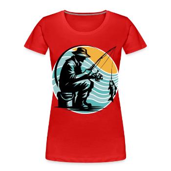 Pêche à la ligne - T-shirt bio Premium Femme - rouge - Devant - Mia (176cm)