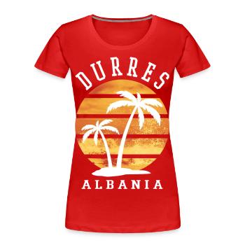 Durrës Durresi Albanie Été Palmiers Plage Mer - T-shirt bio Premium Femme - rouge - Devant - Mia (176cm)