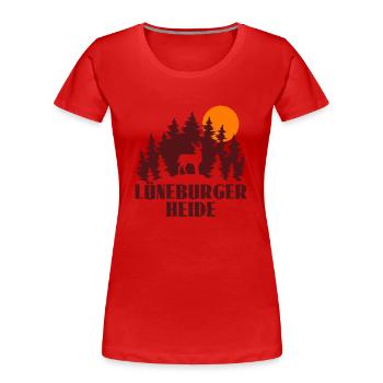Lüneburger Heide - Frauen Premium Bio T-Shirt - Rot - Vorne - Mia (176cm)