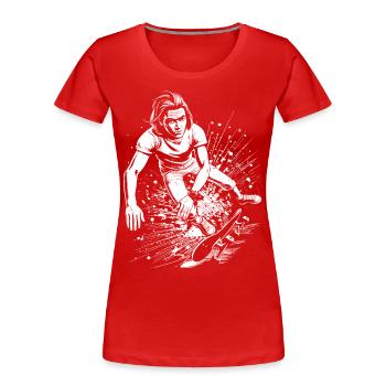 Chemise humoristique de patineur d’automne avec action - T-shirt bio Premium Femme - rouge - Devant - Mia (176cm)