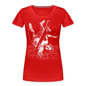 Chemise Skat Life avec motif dynamique d’automne - T-shirt bio Premium Femme - rouge - Devant - Mia (176cm)