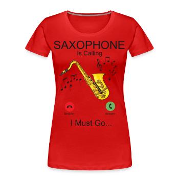 Saxophone Phone Display Saxophone - Frauen Premium Bio T-Shirt - Rot - Vorne - Mia (176cm)