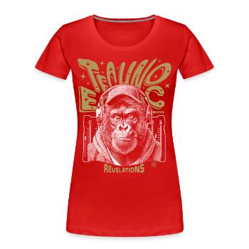 Techno-Gorilla Shirt: Beats für den Dancefloor - Frauen Premium Bio T-Shirt - Rot - Vorne - Mia (176cm)