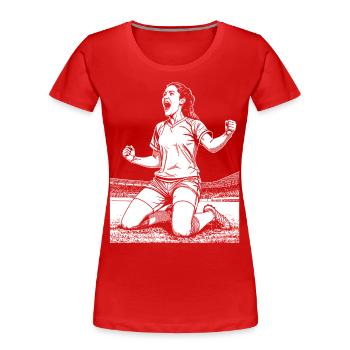 Maillot de footballeur : milieu de terrain avec vue - T-shirt bio Premium Femme - rouge - Devant - Mia (176cm)