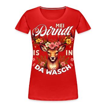 Trachten T-Shirt Dirndl Damen Trachtenshirt Tracht - Frauen Premium Bio T-Shirt - Rot - Vorne - Mia (176cm)