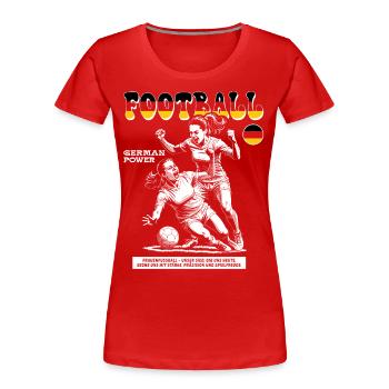 Deutsches Frauenfußball Shirt: Zweikampf präzise - Frauen Premium Bio T-Shirt - Rot - Vorne - Mia (176cm)