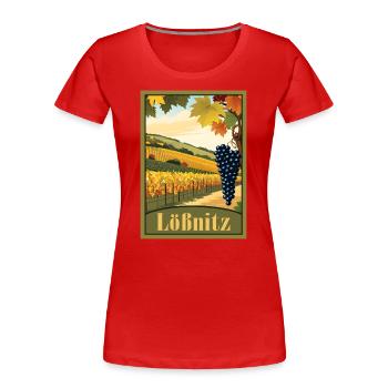 Lößnitz Weinberg - Frauen Premium Bio T-Shirt - Rot - Vorne - Mia (176cm)