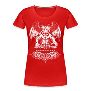 Chemise BD : Urban DJ Tiger avec des ailes de puissance - T-shirt bio Premium Femme - rouge - Devant - Mia (176cm)