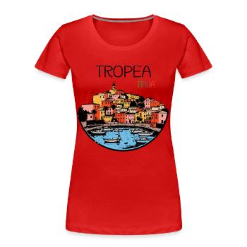 Tropea Kalabrien Italien - Frauen Premium Bio T-Shirt - Rot - Vorne - Mia (176cm)