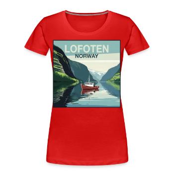 Hochseefischen Norwegen Lofoten - Frauen Premium Bio T-Shirt - Rot - Vorne - Mia (176cm)