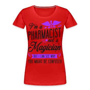 Technicien en pharmacie - T-shirt bio Premium Femme - rouge - Devant - Mia (176cm)
