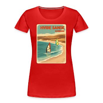 Hvide Sande, alternativement, Danemark - T-shirt bio Premium Femme - rouge - Devant - Mia (176cm)