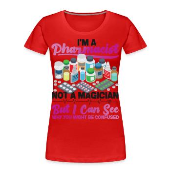 Technicien en pharmacie - T-shirt bio Premium Femme - rouge - Devant - Mia (176cm)