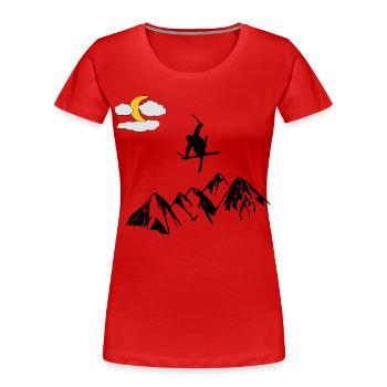 Berg mit Ski Freestyler - Frauen Premium Bio T-Shirt - Rot - Vorne - Mia (176cm)