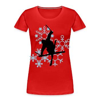 Skier mit Schneeflocken - Frauen Premium Bio T-Shirt - Rot - Vorne - Mia (176cm)