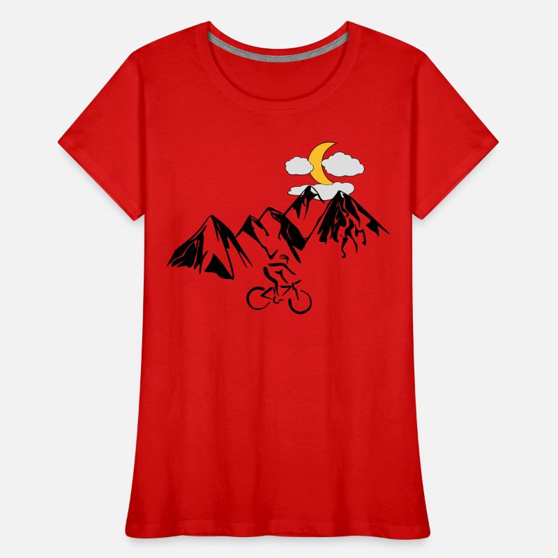 Mountainbiker mit Bergen Frauen Premium Bio T-Shirt