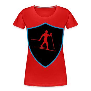 Langlauf Schild - Frauen Premium Bio T-Shirt - Rot - Vorne - Mia (176cm)