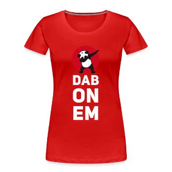 dab on em dabbing panda football touchdown mooving - Frauen Premium Bio T-Shirt - Rot - Vorne - Mia (176cm)