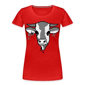 Kuh - Frauen Premium Bio T-Shirt - Rot - Vorne - Mia (176cm)