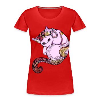 Cat cat mandala pink cute funny yoga cute lo - Women's Premium Organic T-Shirt - red - Front - Mia (176cm)
