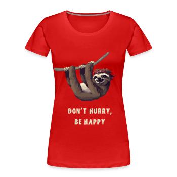 Faultier Pirat chillen Nerd geek schlafen faul lol - Frauen Premium Bio T-Shirt - Rot - Vorne - Mia (176cm)