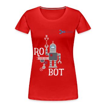 Little robot machine retro illu fun Humor autom - Women's Premium Organic T-Shirt - red - Front - Mia (176cm)