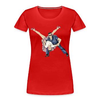 Rock and Roll - Frauen Premium Bio T-Shirt - Rot - Vorne - Mia (176cm)