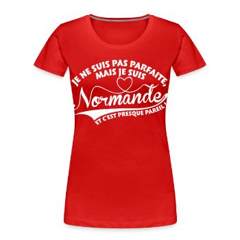 Parfaite Normande - T-shirt bio Premium Femme - rouge - Devant - Mia (176cm)