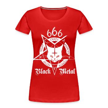 Black Metal Cat - CATAN - T-shirt bio Premium Femme - rouge - Devant - Mia (176cm)