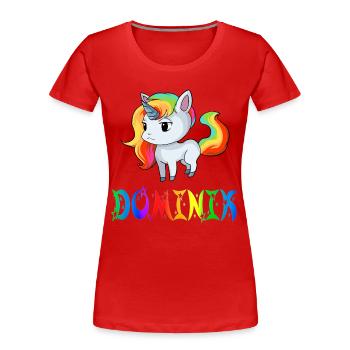 Dominik Einhorn - Frauen Premium Bio T-Shirt - Rot - Vorne - Mia (176cm)