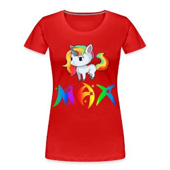 Unicorn Max - Women's Premium Organic T-Shirt - red - Front - Mia (176cm)