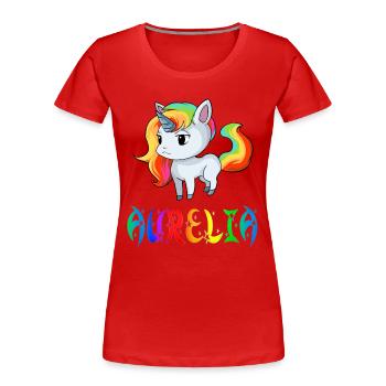 Unicorn Aurelia - Women's Premium Organic T-Shirt - red - Front - Mia (176cm)