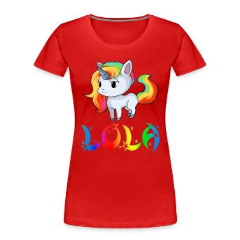 Unicorn Lola - T-shirt bio Premium Femme - rouge - Devant - Mia (176cm)