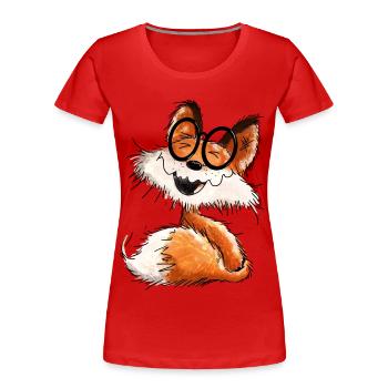 mignon petit renard avec des lunettes - Fox - T-shirt bio Premium Femme - rouge - Devant - Mia (176cm)