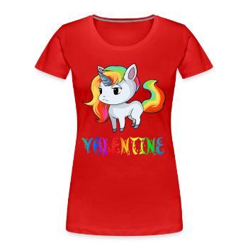 Einhorn Valentine - Frauen Premium Bio T-Shirt - Rot - Vorne - Mia (176cm)