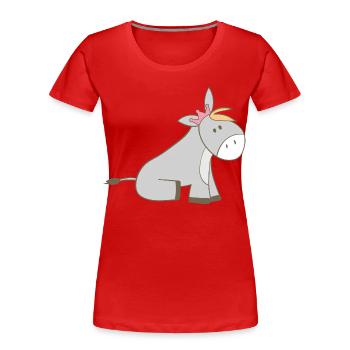 Âne royal avec couronne - T-shirt bio Premium Femme - rouge - Devant - Mia (176cm)