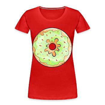 beignet délicieux avec un cadeau de bande dessinée de glaçage vert - T-shirt bio Premium Femme - rouge - Devant - Mia (176cm)