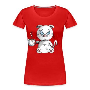 Grummelige Morgenmuffel Katze - Kaffee - Katzen - Frauen Premium Bio T-Shirt - Rot - Vorne - Mia (176cm)