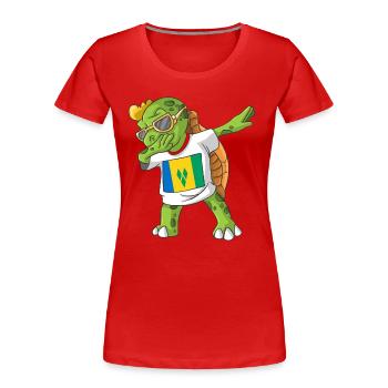 Saint-Vincent-et-les-Grenadines tortue tamponnant - T-shirt bio Premium Femme - rouge - Devant - Mia (176cm)
