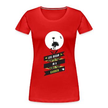 garden plants gardening flower retro libelle wax - Women's Premium Organic T-Shirt - red - Front - Mia (176cm)