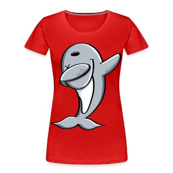 Delfin macht Dab Dance - Dabbing - Delphin - Comic - Frauen Premium Bio T-Shirt - Rot - Vorne - Mia (176cm)