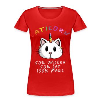 Kawaii Caticorn Unicorn Cat - licorne magique - T-shirt bio Premium Femme - rouge - Devant - Mia (176cm)