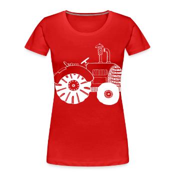 White Tractor - Tractor - Tractors - Comic - Women's Premium Organic T-Shirt - red - Front - Mia (176cm)
