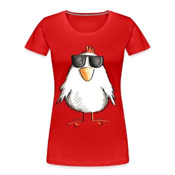 Chicken with cool sunglasses - rooster - goose - Women's Premium Organic T-Shirt - red - Front - Mia (176cm)