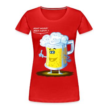 Beer happy toon - Frauen Premium Bio T-Shirt - Rot - Vorne - Mia (176cm)