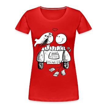 Wedding car with in love wedding couple - Women's Premium Organic T-Shirt - red - Front - Mia (176cm)