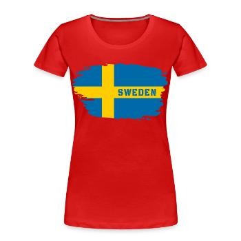 Drapeau de la Suède / Cadeau Scandinavie Stockholm - T-shirt bio Premium Femme - rouge - Devant - Mia (176cm)